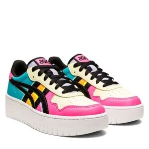 Asics Women's Multicolor Platform Sneakers - Pink, Teal, Black, Yellow, Cream